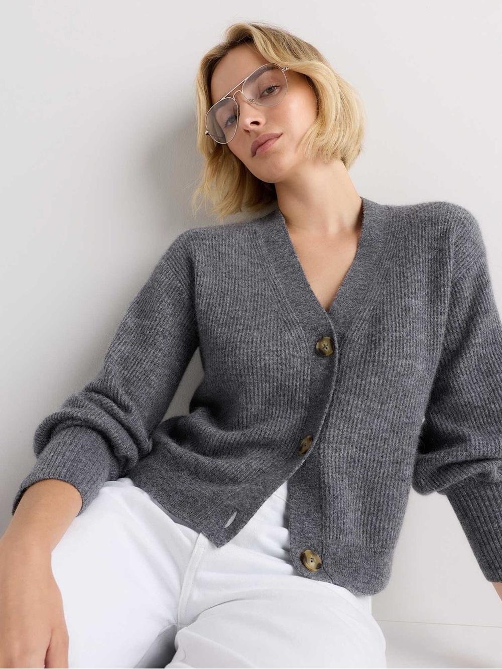 Quince Baby Alpaca Crop Cardigan Small